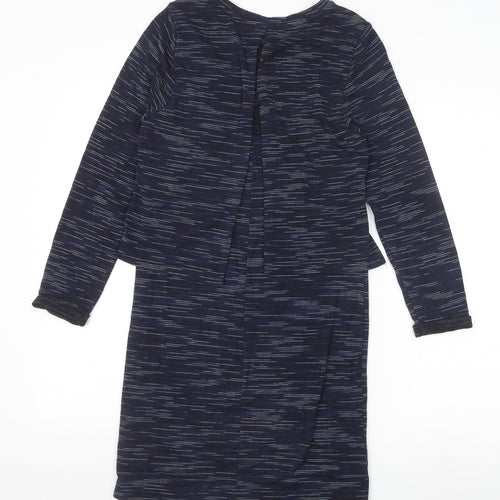 Topshop Womens Blue Striped Viscose T-Shirt Dress Size 8 Round Neck Pullover