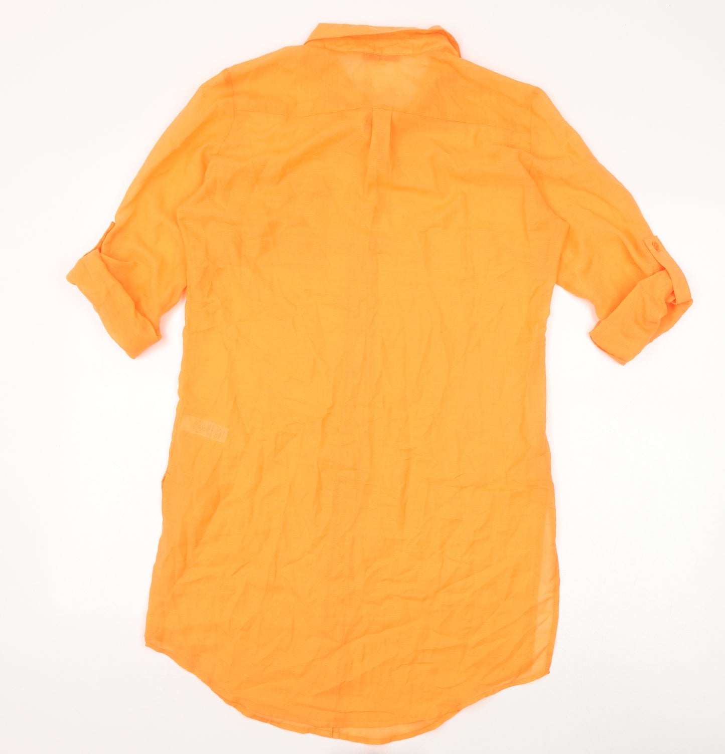 George Womens Orange Polyester Tunic Button-Up Size S V-Neck - 3/4 to long sleeve