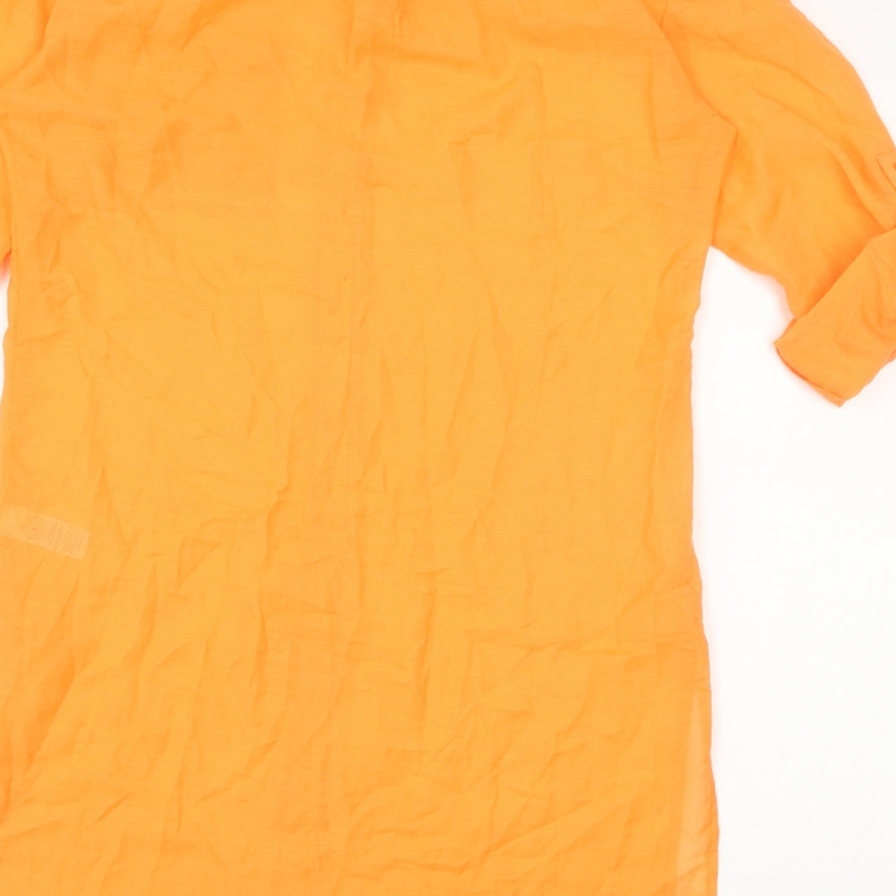 George Womens Orange Polyester Tunic Button-Up Size S V-Neck - 3/4 to long sleeve