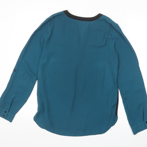 Red Herring Womens Green Polyester Basic Blouse Size 8 V-Neck