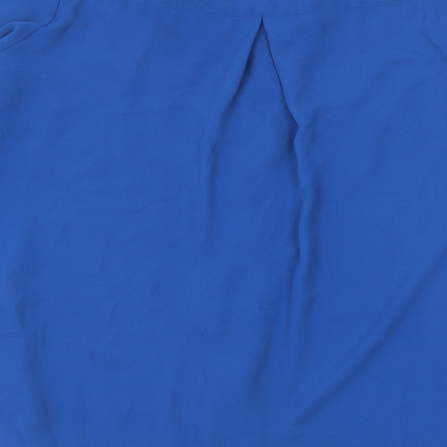 Warehouse Womens Blue Polyester Basic Blouse Size 8 V-Neck