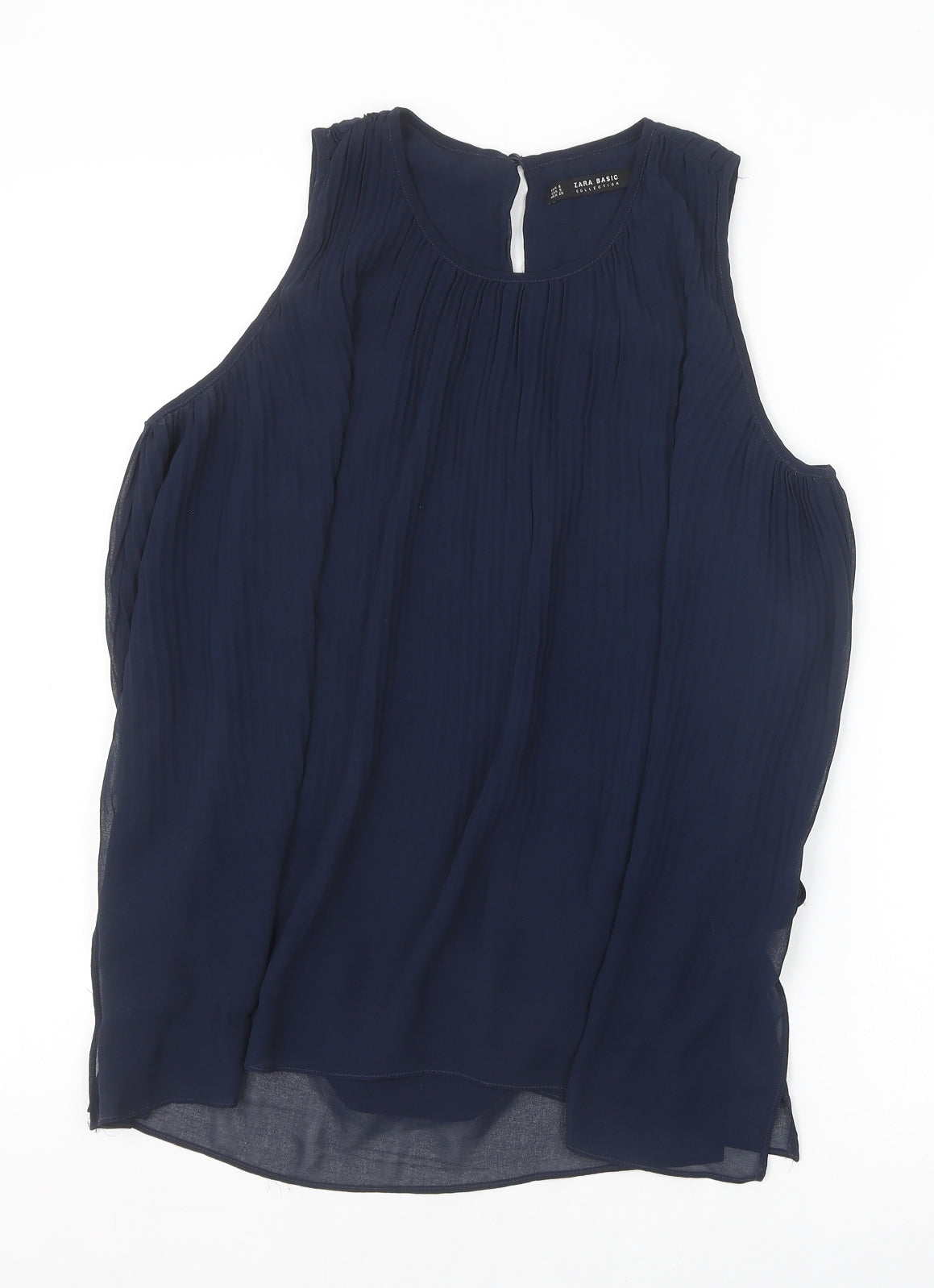 Zara Womens Blue Polyester Basic Blouse Size S Round Neck