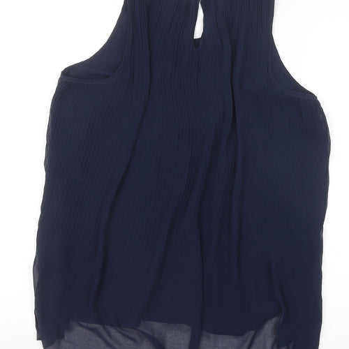 Zara Womens Blue Polyester Basic Blouse Size S Round Neck