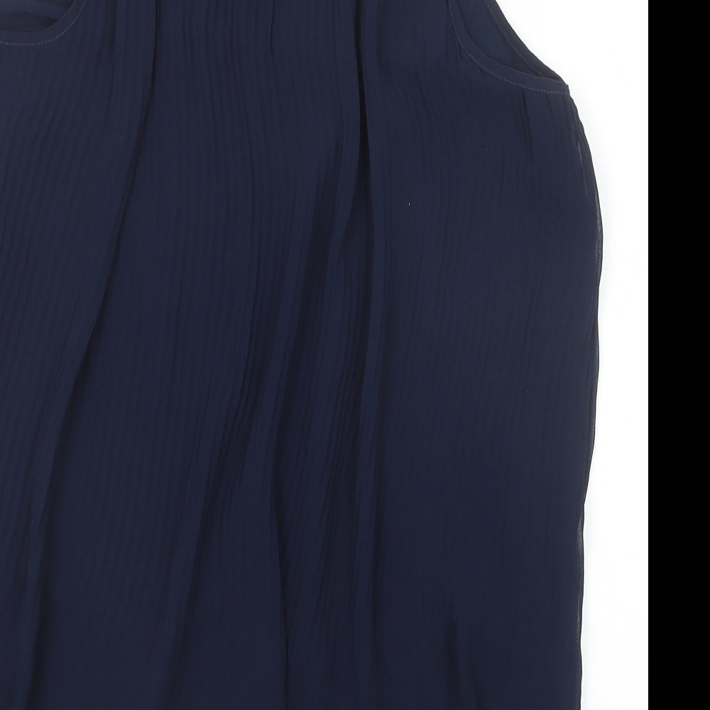 Zara Womens Blue Polyester Basic Blouse Size S Round Neck