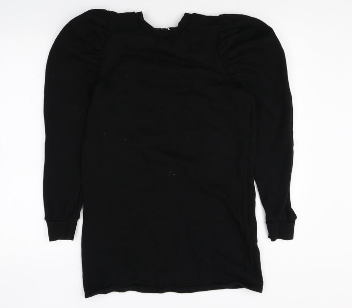 Miss Selfridge Womens Black Round Neck Cotton Pullover Jumper Size 6