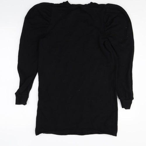 Miss Selfridge Womens Black Round Neck Cotton Pullover Jumper Size 6