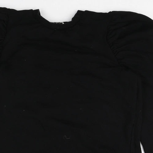 Miss Selfridge Womens Black Round Neck Cotton Pullover Jumper Size 6