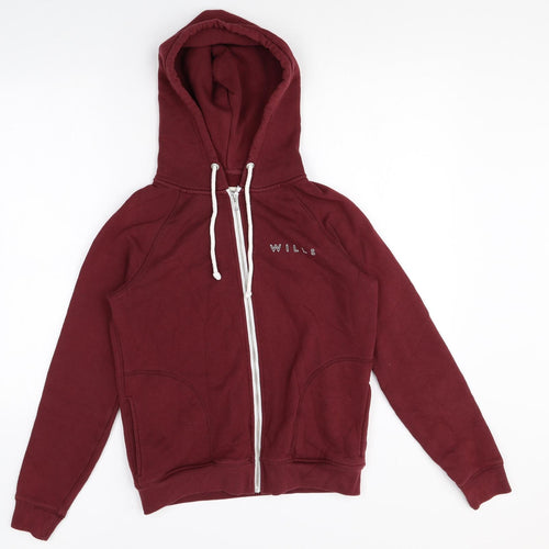 Jack Wills Womens Purple Cotton Full Zip Hoodie Size 8 Zip