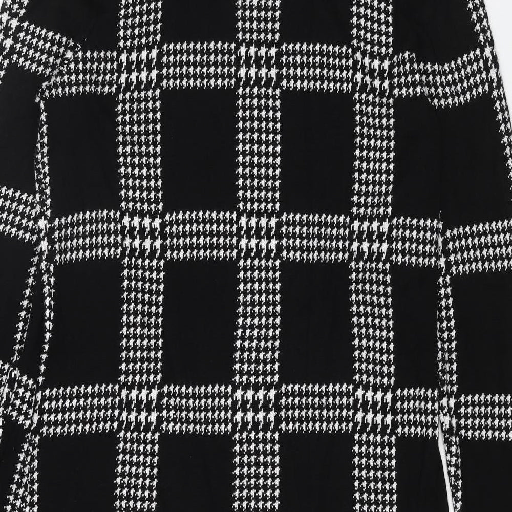 Papaya Womens Black Geometric Viscose Jumper Dress Size 18 Round Neck Pullover