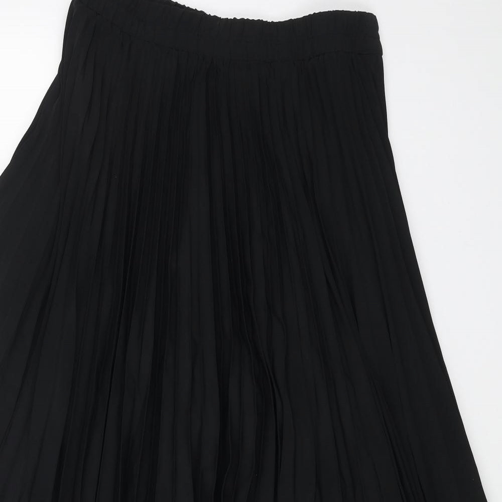 l.q Womens Black Polyester Pleated Skirt Size 12