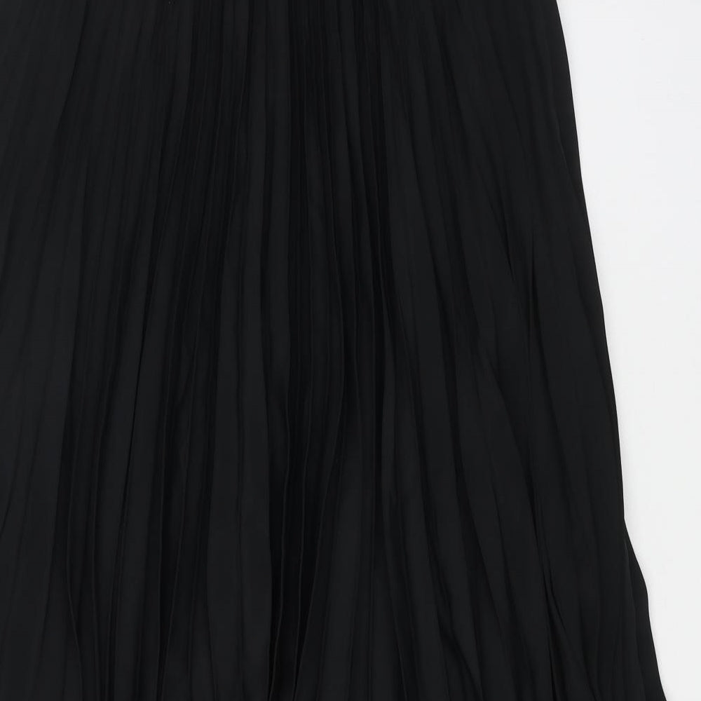 l.q Womens Black Polyester Pleated Skirt Size 12