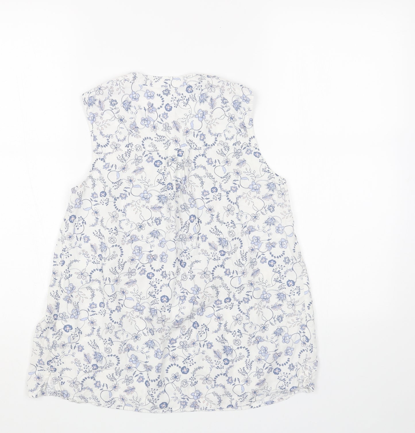 Gap Womens White Floral Viscose Basic Tank Size XS Scoop Neck