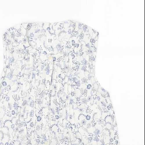 Gap Womens White Floral Viscose Basic Tank Size XS Scoop Neck