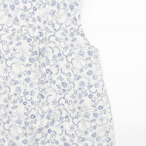 Gap Womens White Floral Viscose Basic Tank Size XS Scoop Neck