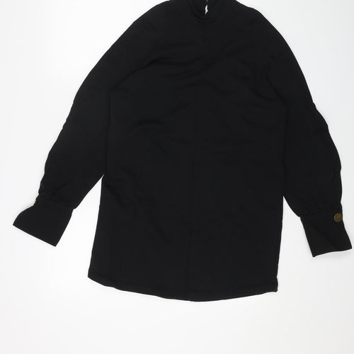 River Island Womens Black Cotton Mini Size M High Neck Button