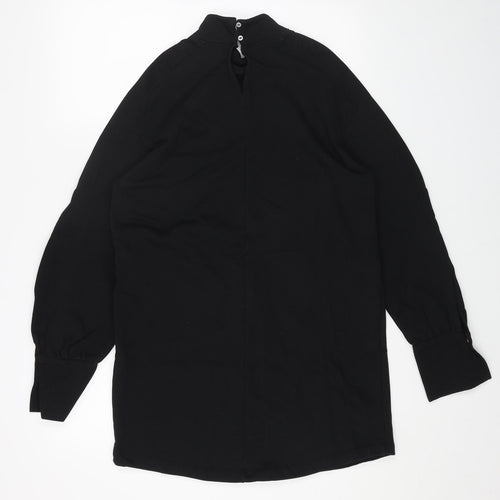 River Island Womens Black Cotton Mini Size M High Neck Button