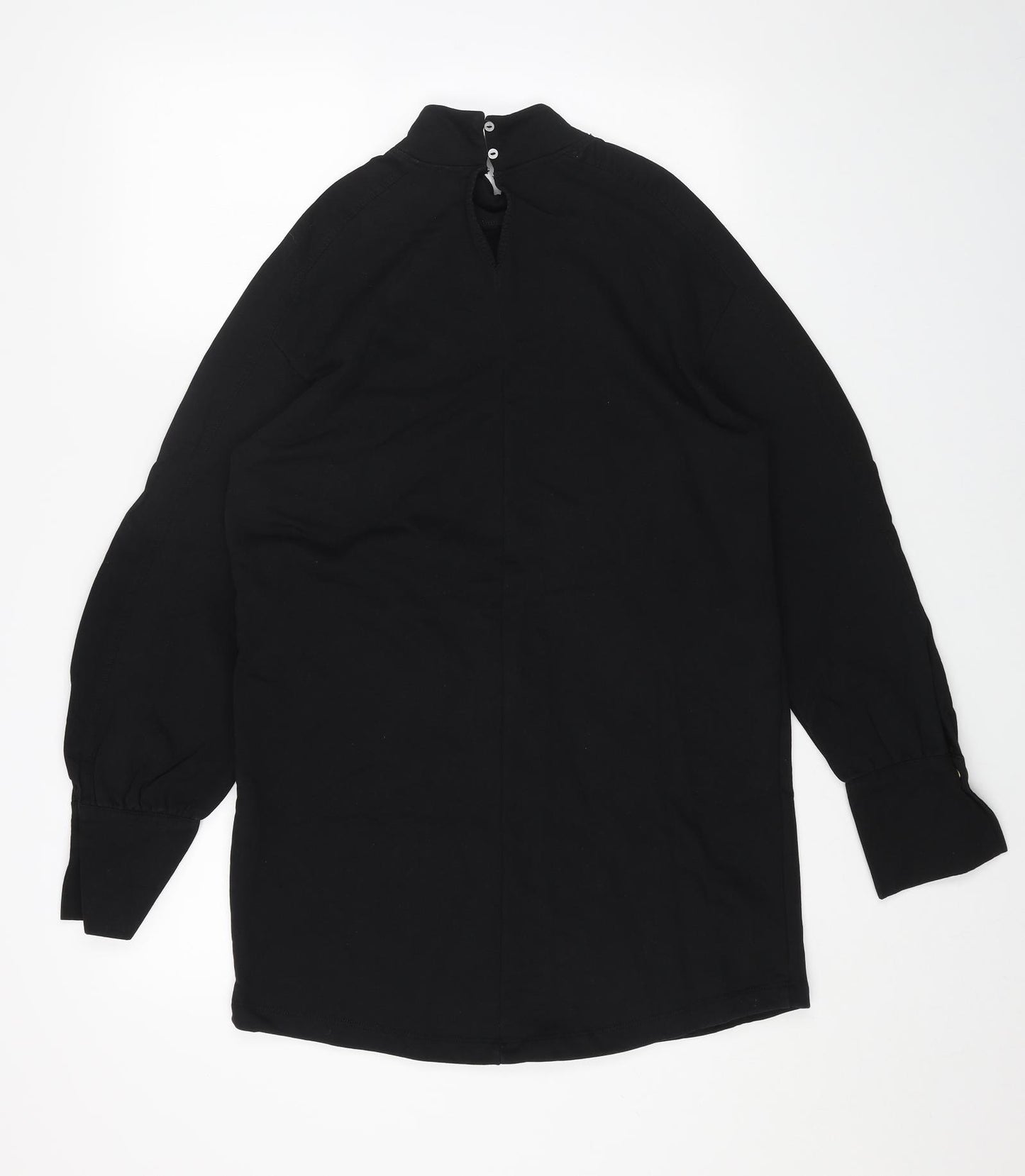 River Island Womens Black Cotton Mini Size M High Neck Button