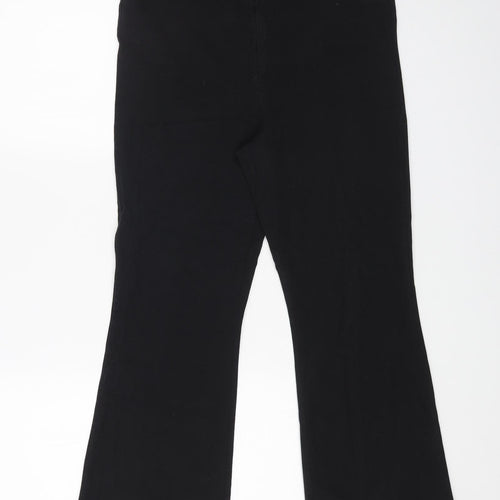 Zara Womens Black Cotton Bootcut Jeans Size XL L25 in Regular Zip