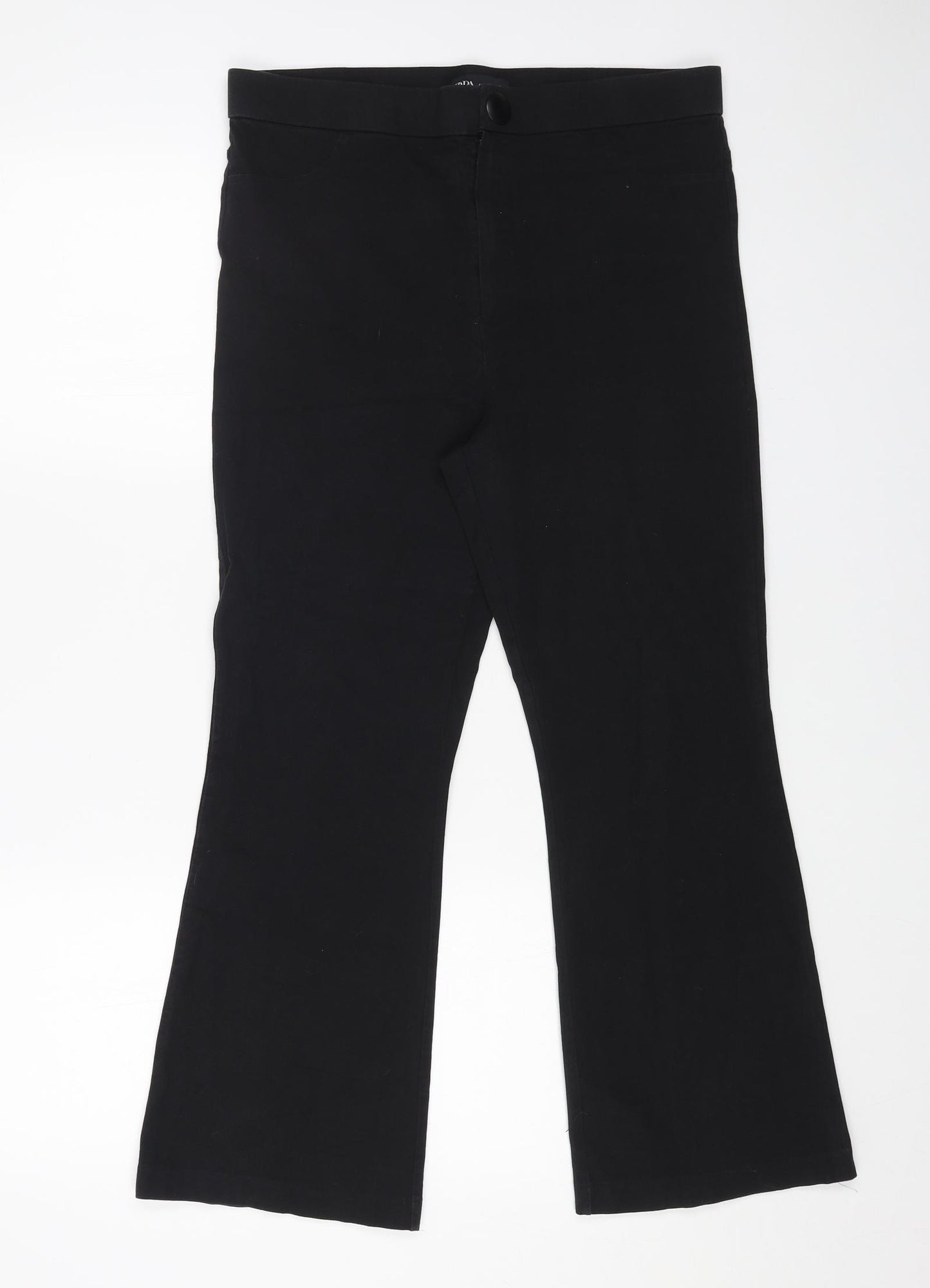 Zara Womens Black Cotton Bootcut Jeans Size XL L25 in Regular Zip