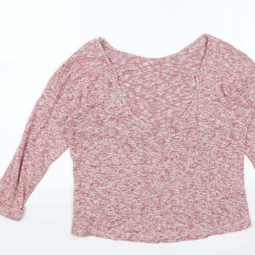 ASOS Womens Red Scoop Neck Cotton Pullover Jumper Size 8