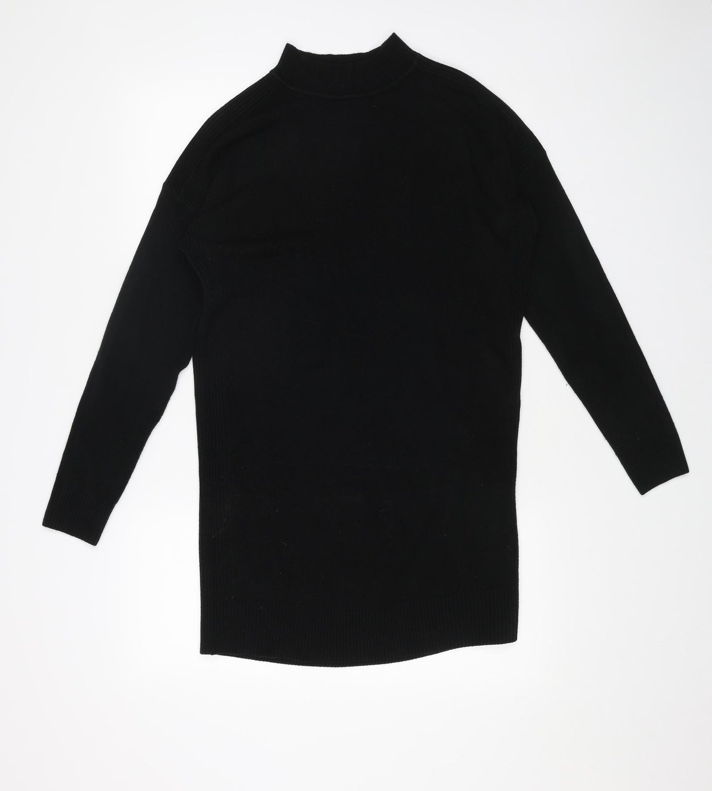 New Look Womens Black Acrylic Jumper Dress Size S Mock Neck Pullover