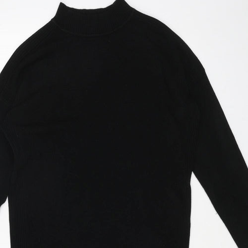 New Look Womens Black Acrylic Jumper Dress Size S Mock Neck Pullover