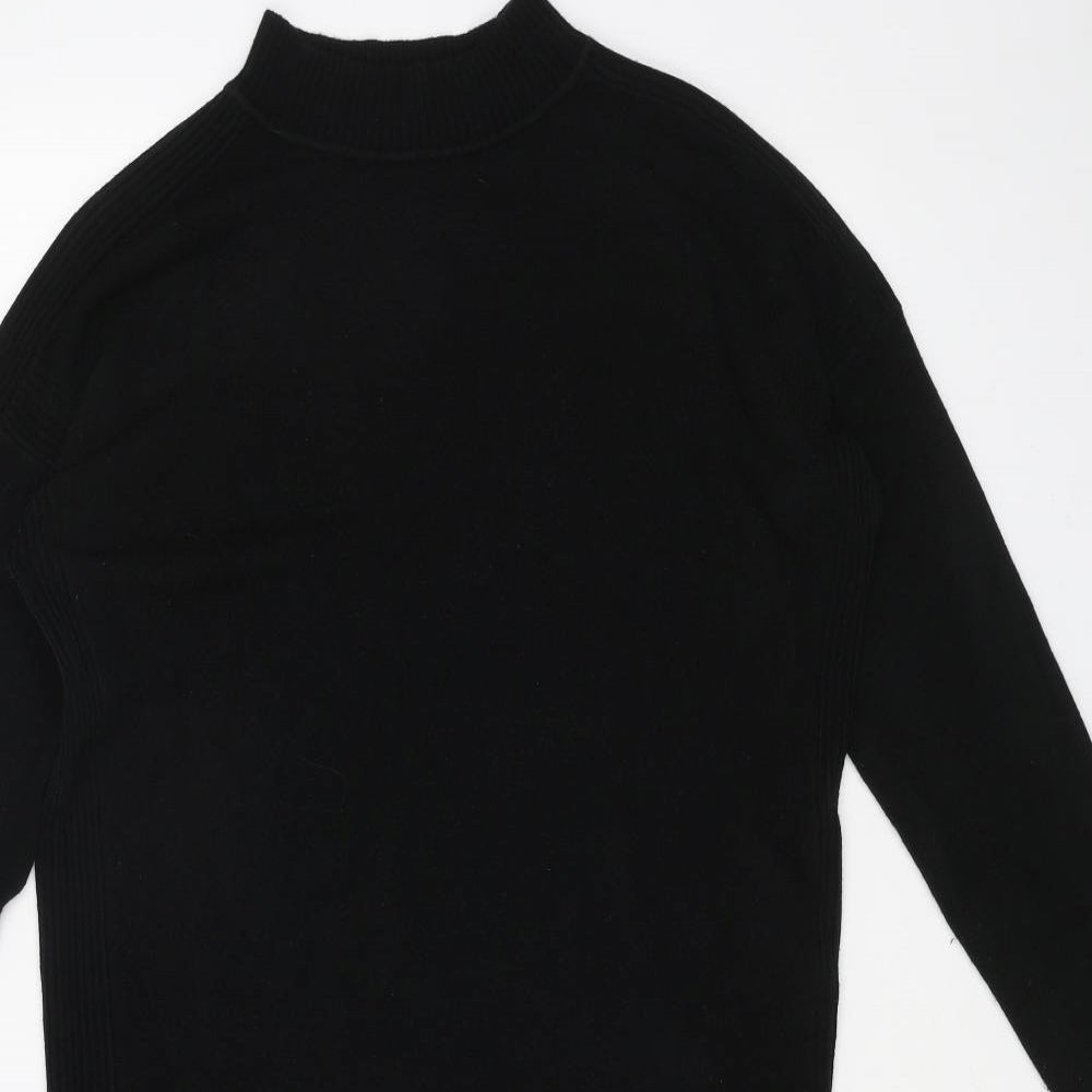 New Look Womens Black Acrylic Jumper Dress Size S Mock Neck Pullover