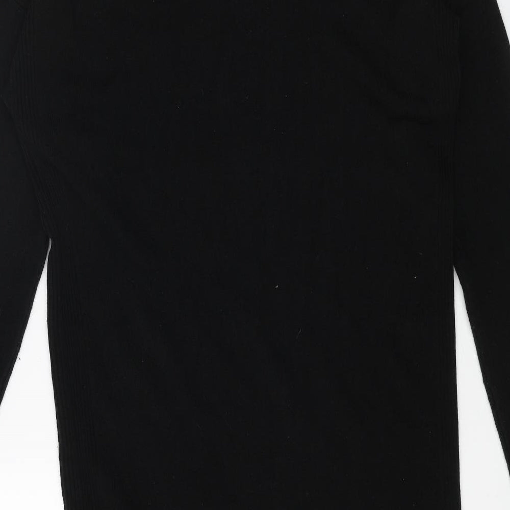 New Look Womens Black Acrylic Jumper Dress Size S Mock Neck Pullover