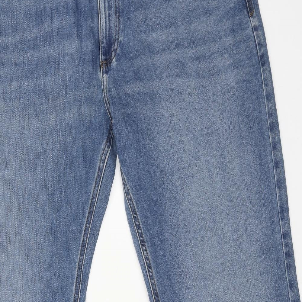 Marks and Spencer Mens Blue Cotton Straight Jeans Size 40 in L31 in Regular Button