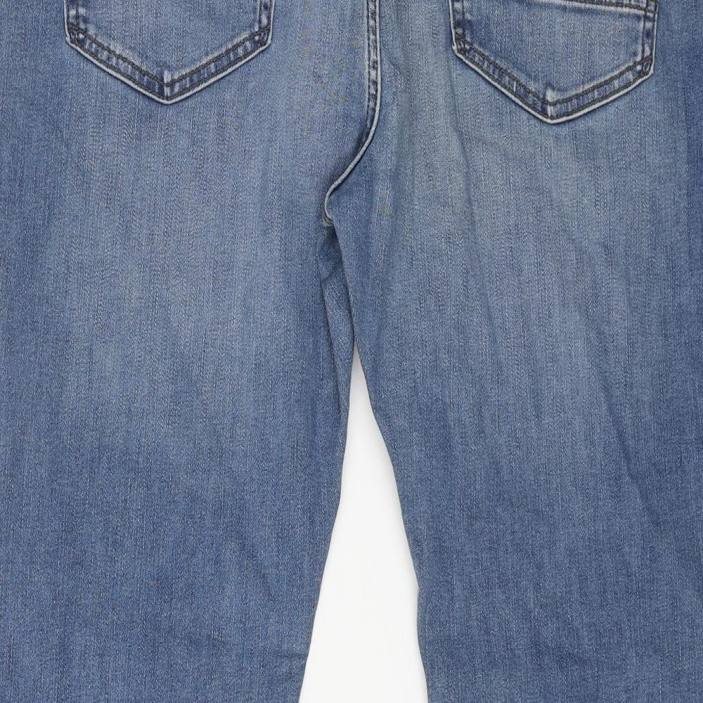 Marks and Spencer Mens Blue Cotton Straight Jeans Size 40 in L31 in Regular Button