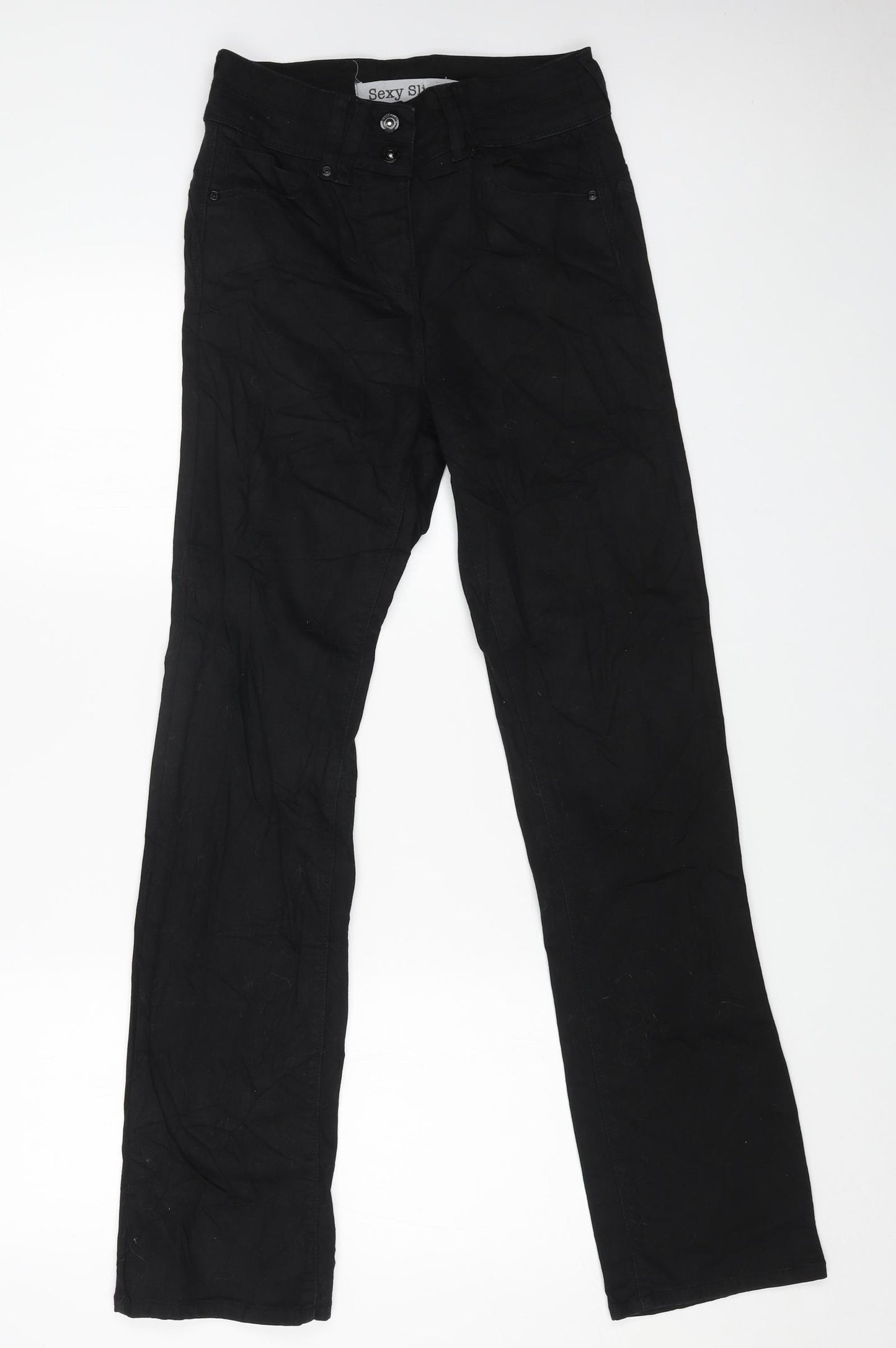 NEXT Womens Black Cotton Straight Jeans Size 12 L31 in Regular Button