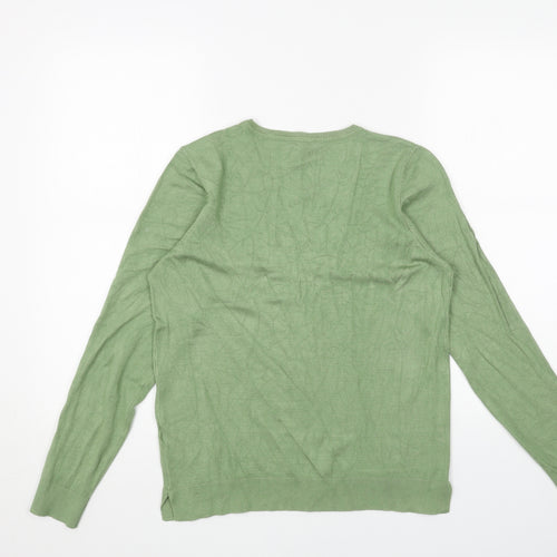Peacocks Womens Green Round Neck Viscose Pullover Jumper Size 12