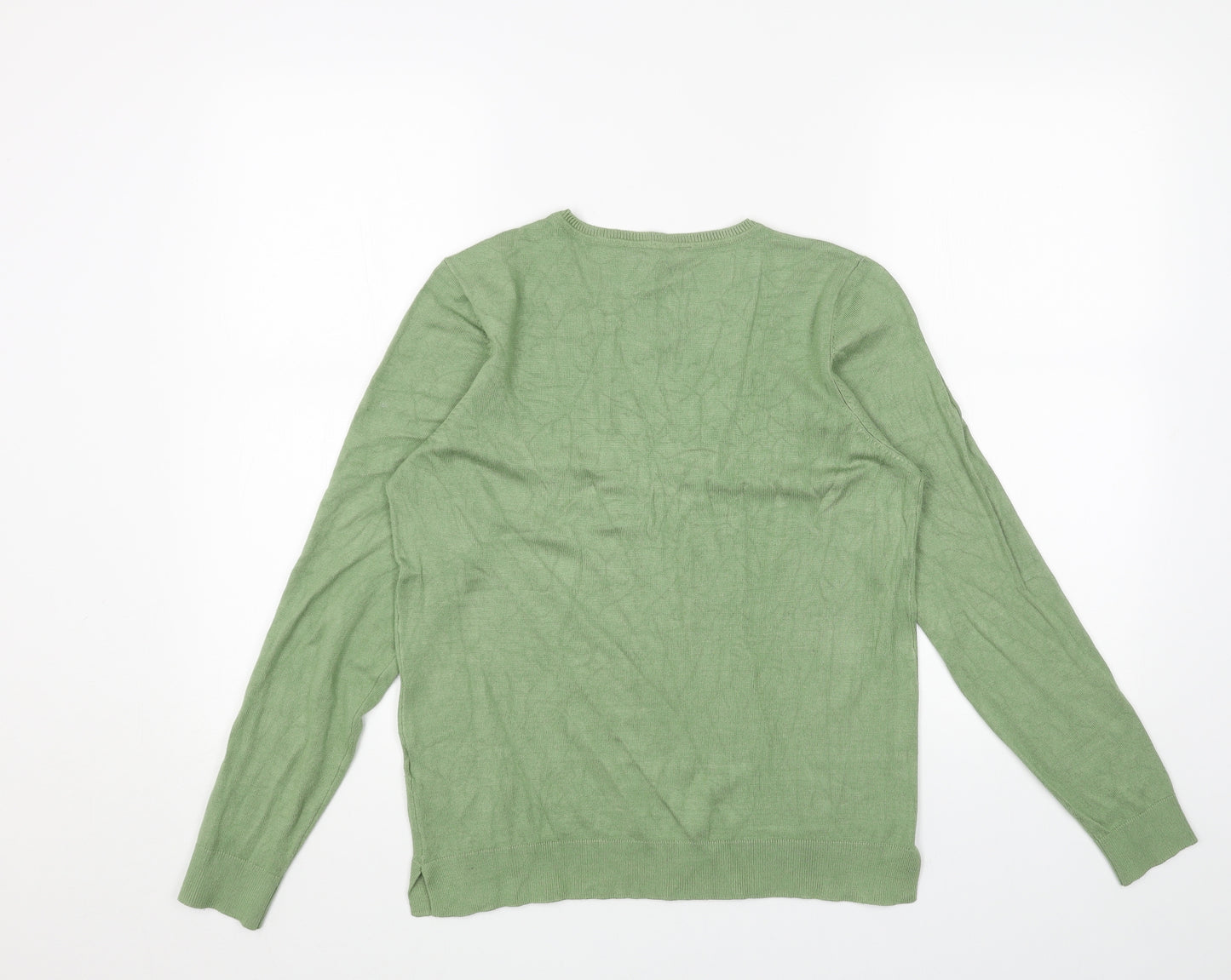 Peacocks Womens Green Round Neck Viscose Pullover Jumper Size 12