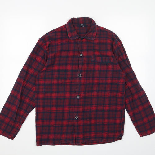 Marks and Spencer Womens Red Geometric Cotton Basic Button-Up Size S V-Neck