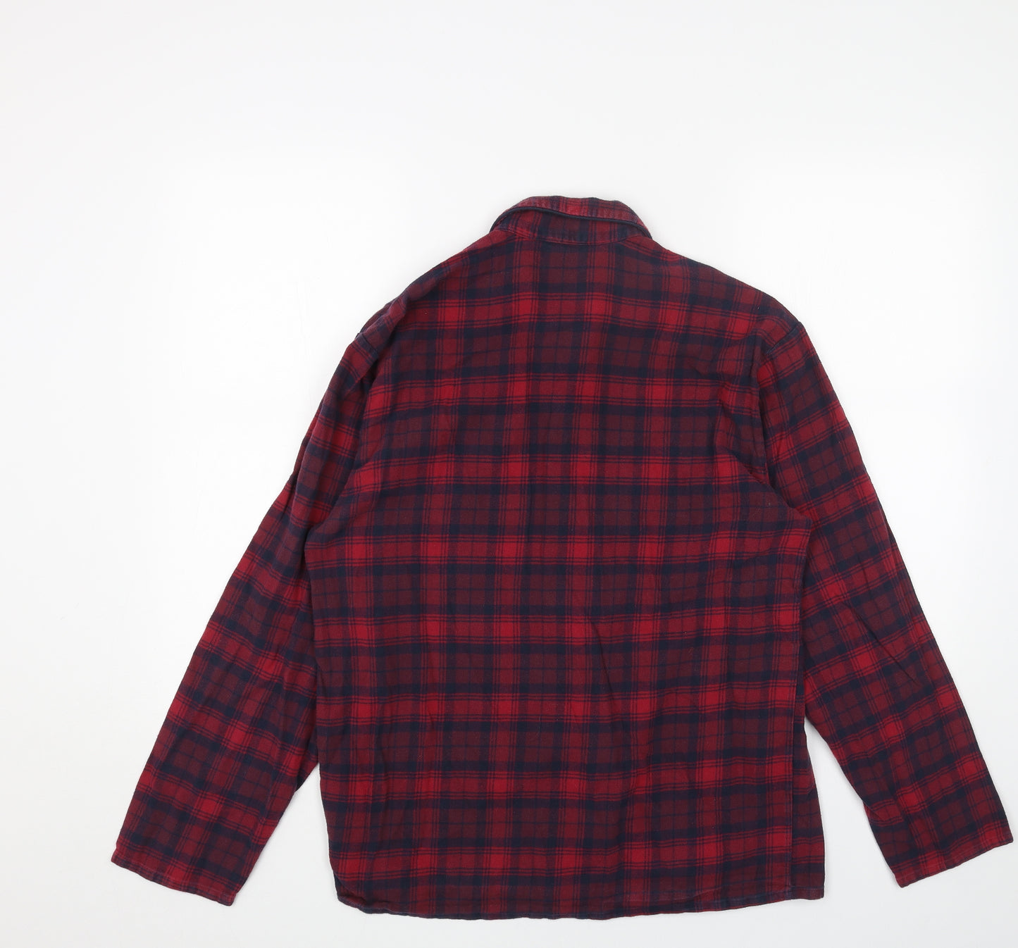 Marks and Spencer Womens Red Geometric Cotton Basic Button-Up Size S V-Neck