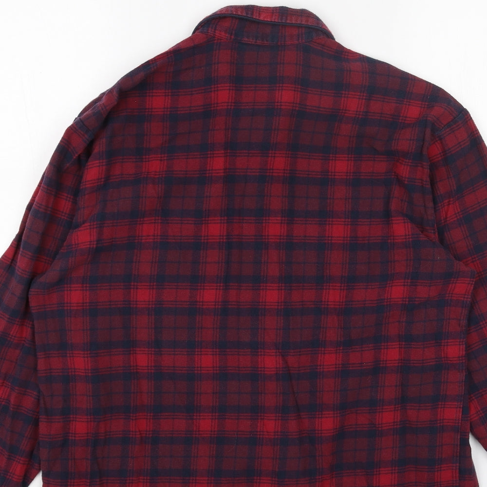 Marks and Spencer Womens Red Geometric Cotton Basic Button-Up Size S V-Neck