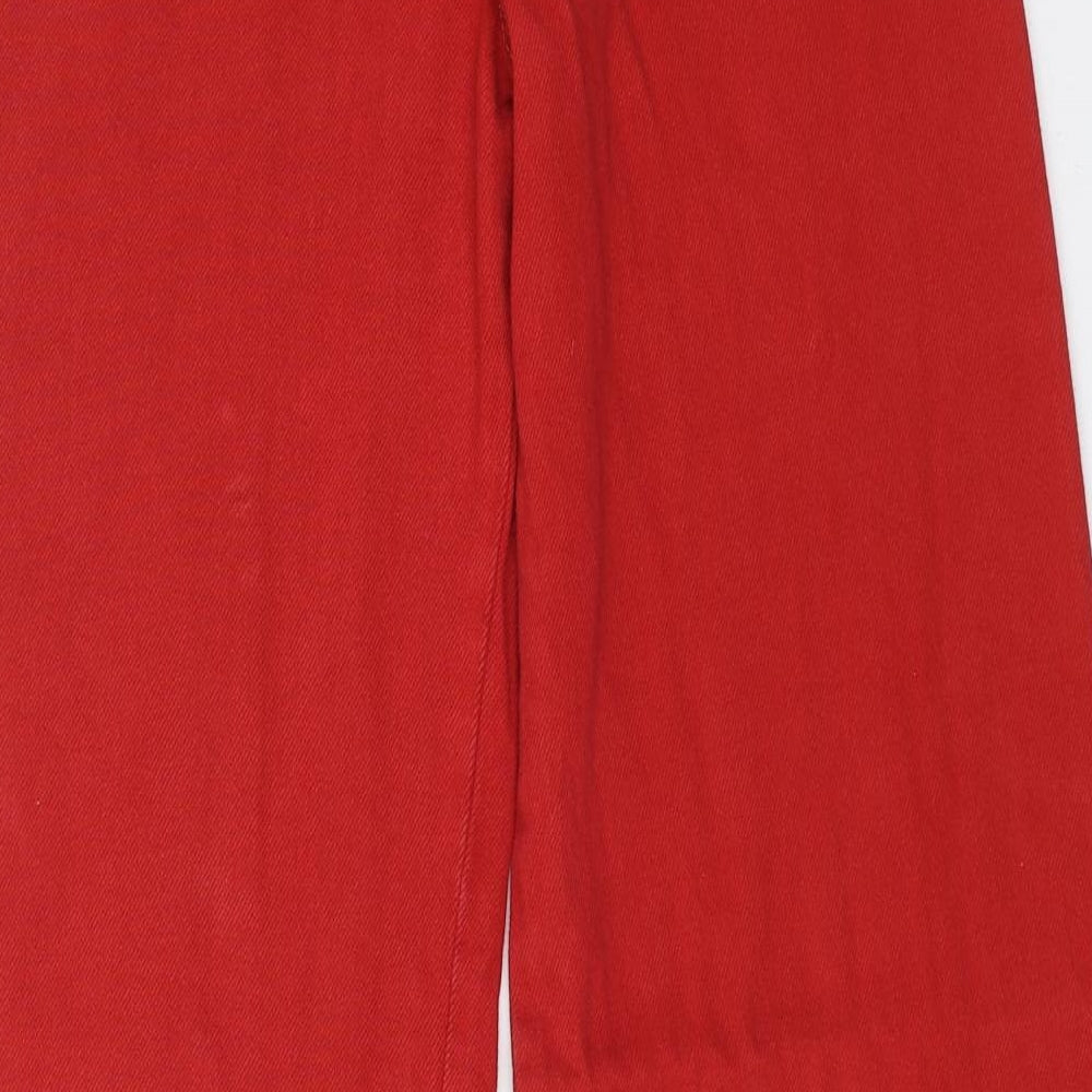 Pull&Bear Womens Red Cotton Wide-Leg Jeans Size 4 L32 in Regular Button