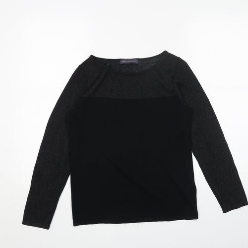 Marks and Spencer Womens Black Boat Neck Viscose Pullover Jumper Size 10