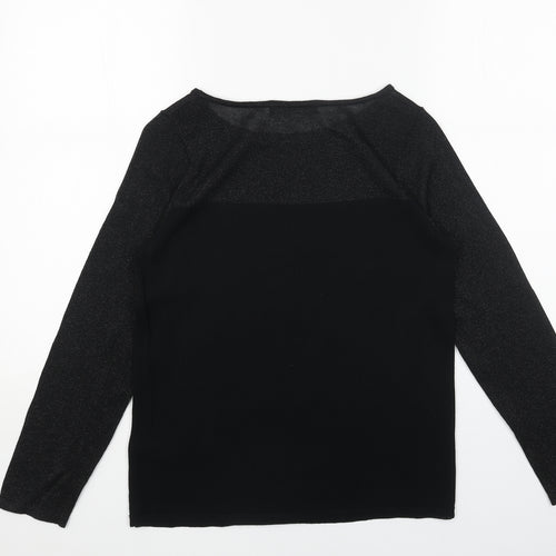 Marks and Spencer Womens Black Boat Neck Viscose Pullover Jumper Size 10