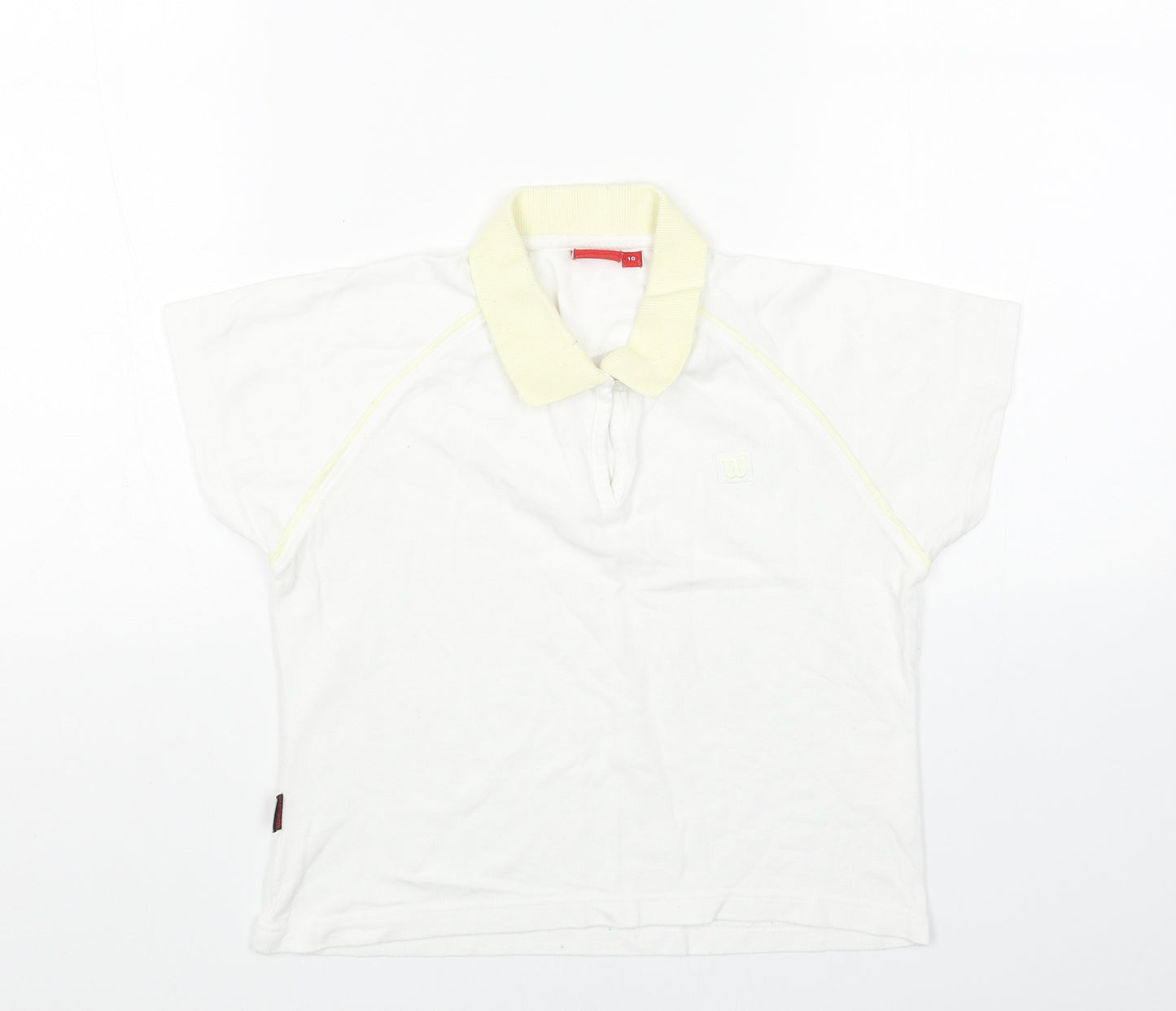 W Girls White Cotton Basic Polo Size 10 Years Collared Button