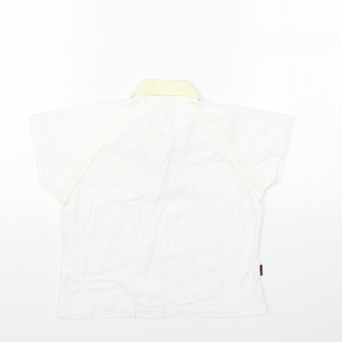 W Girls White Cotton Basic Polo Size 10 Years Collared Button