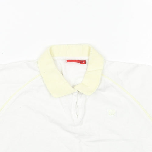 W Girls White Cotton Basic Polo Size 10 Years Collared Button