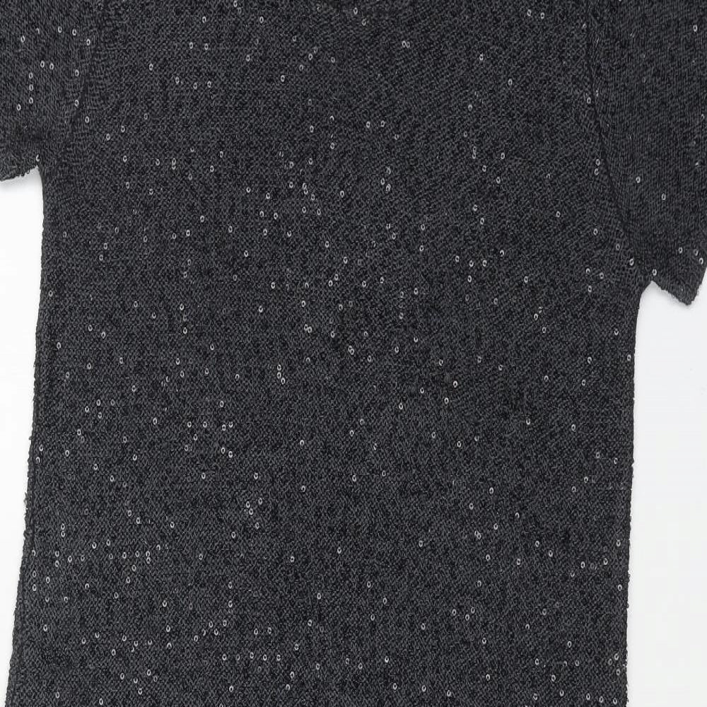 Jigsaw Womens Grey Cotton Jumper Dress Size 14 Boat Neck Pullover