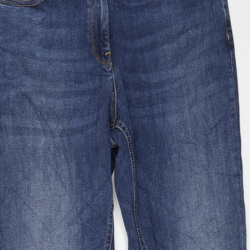 Marks and Spencer Womens Blue Cotton Straight Jeans Size 14 L27 in Regular Button