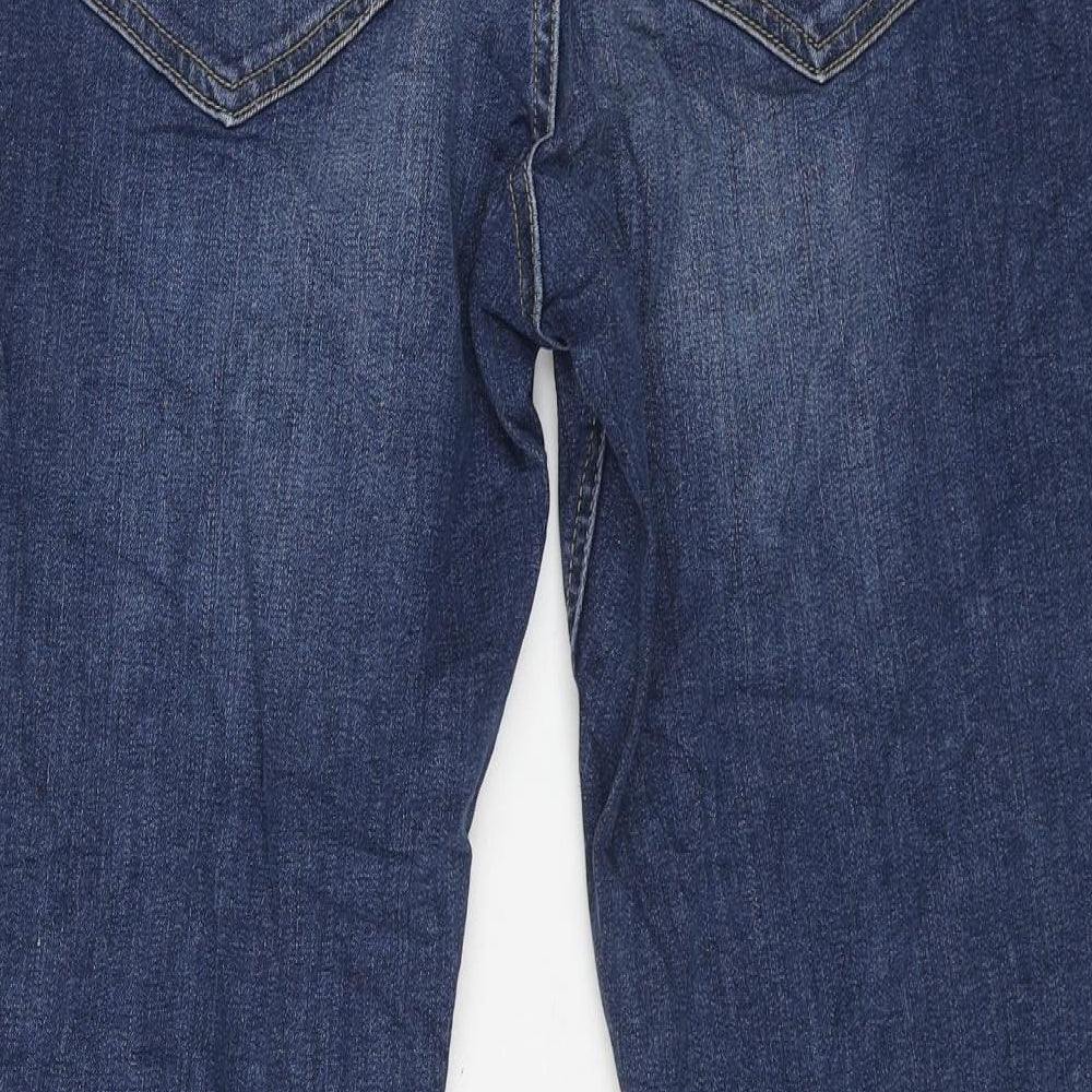 Marks and Spencer Womens Blue Cotton Straight Jeans Size 14 L27 in Regular Button