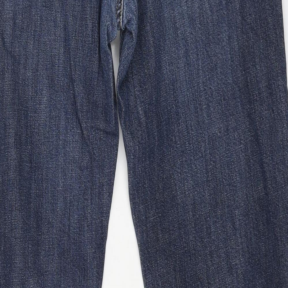 Boss Mens Blue Cotton Straight Jeans Size 35 in L32 in Regular Button