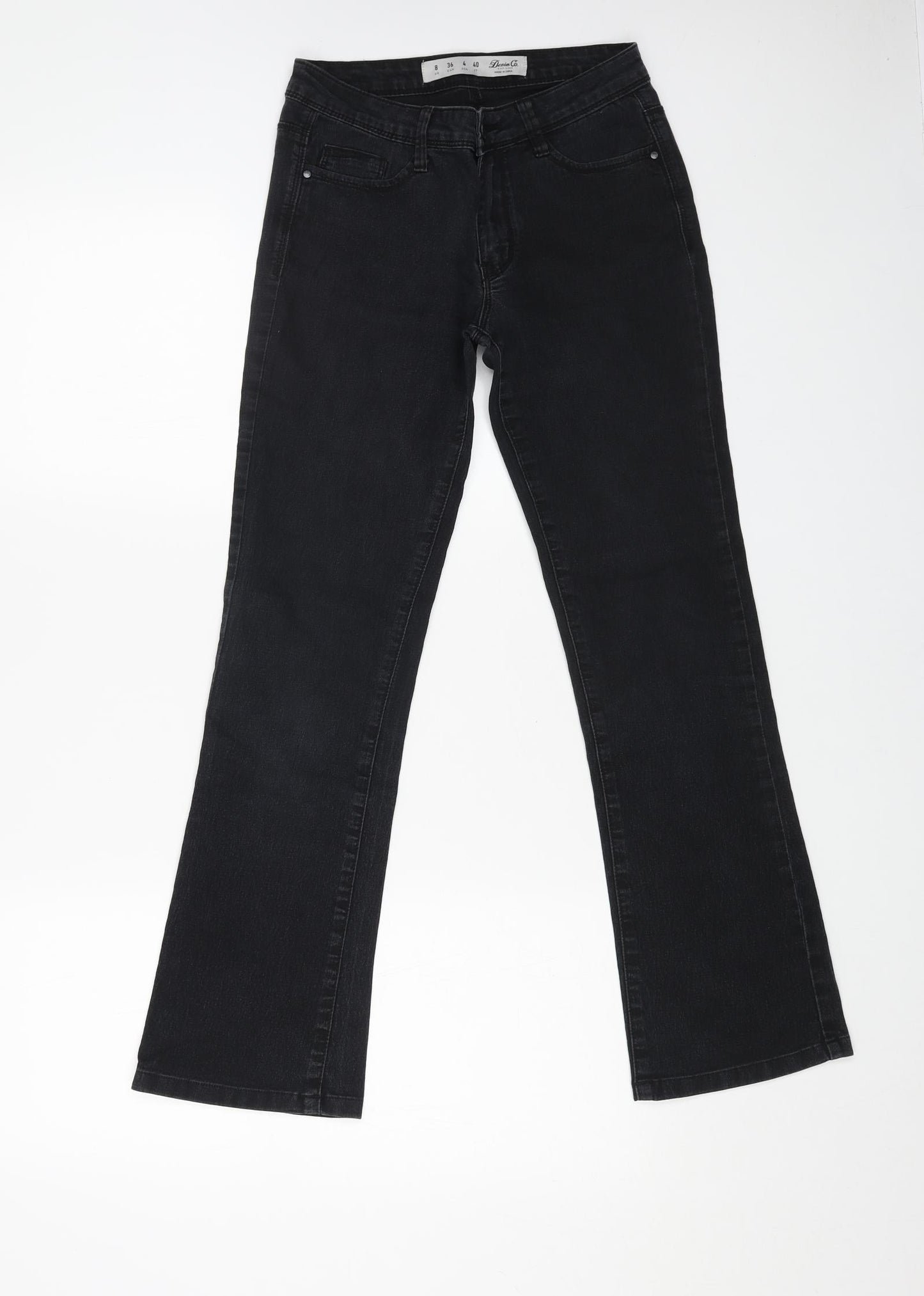 Denim & Co. Womens Black Cotton Bootcut Jeans Size 8 L27 in Regular Button