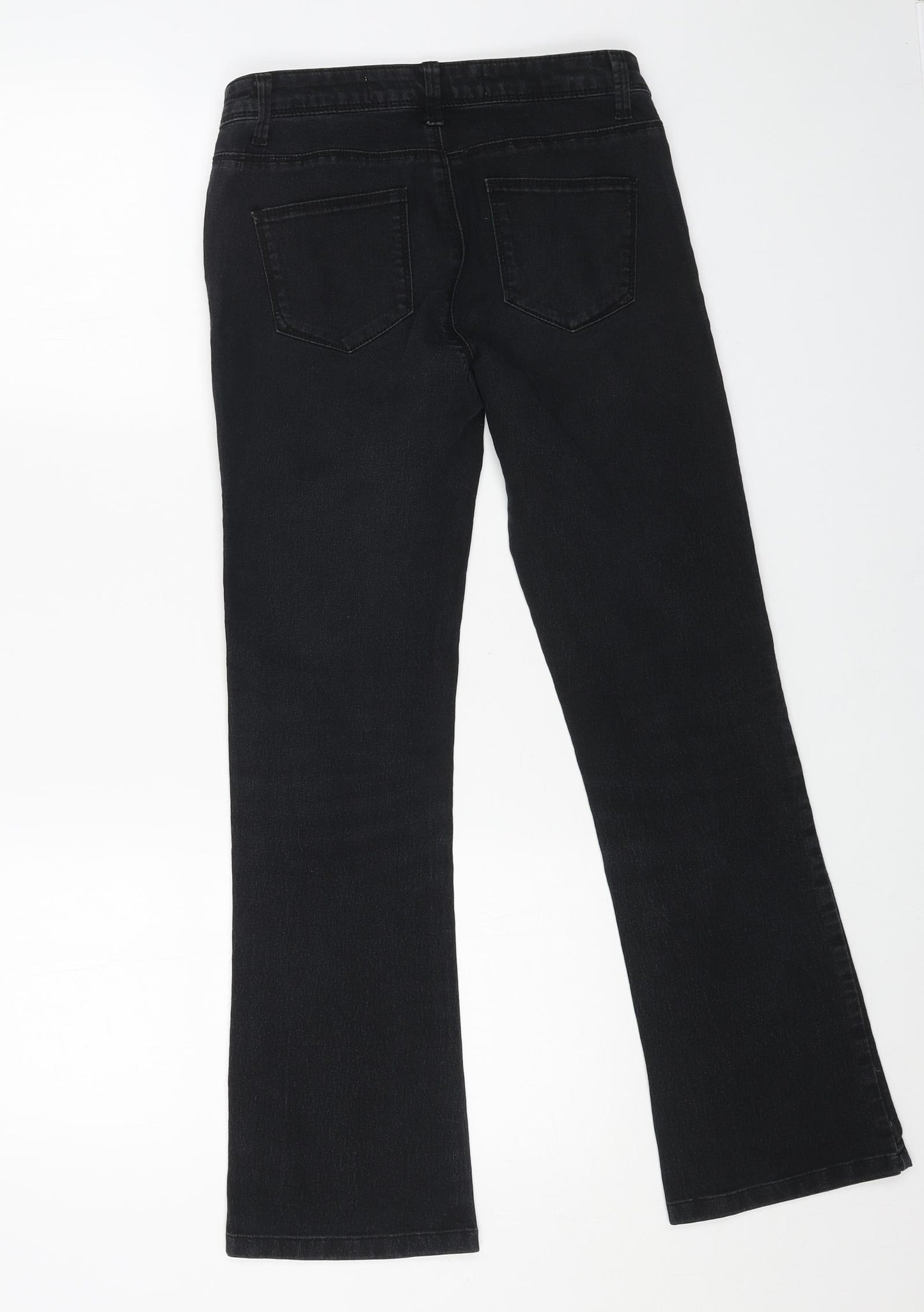 Denim & Co. Womens Black Cotton Bootcut Jeans Size 8 L27 in Regular Button