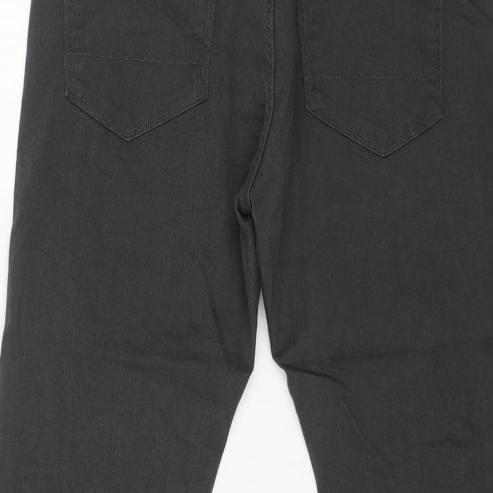 Marks and Spencer Mens Grey Cotton Straight Jeans Size 36 in L29 in Regular Button