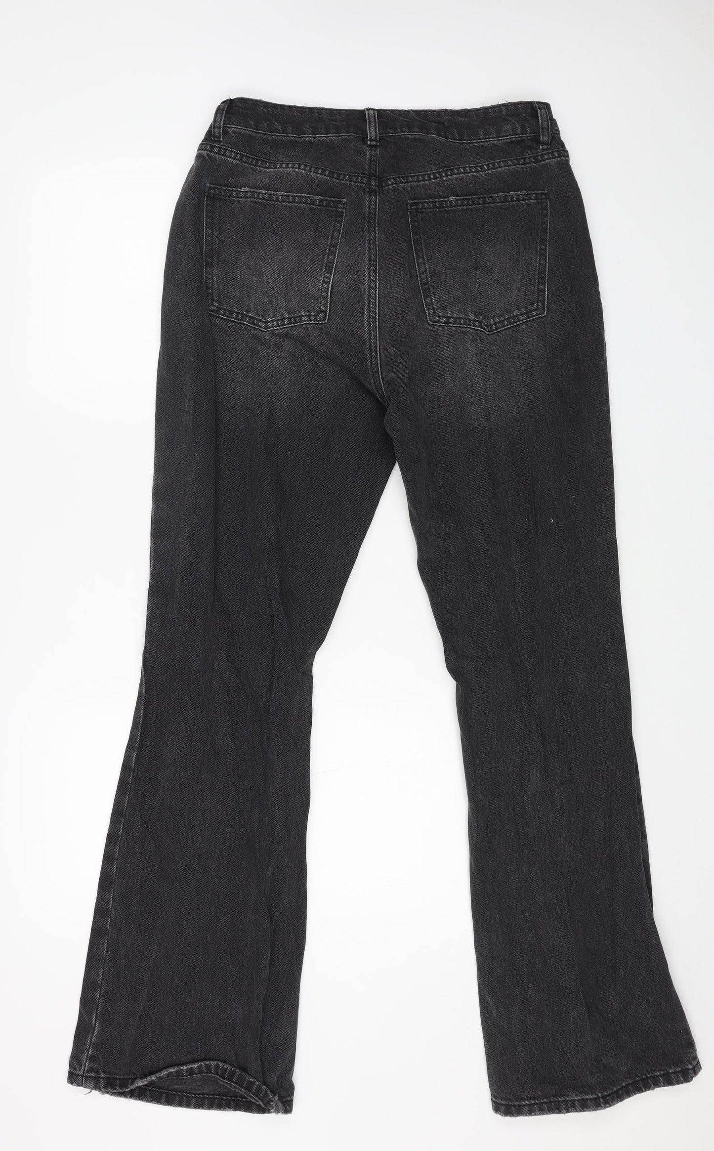Topshop Womens Black Cotton Flared Jeans Size 32 in L32 in Regular Button